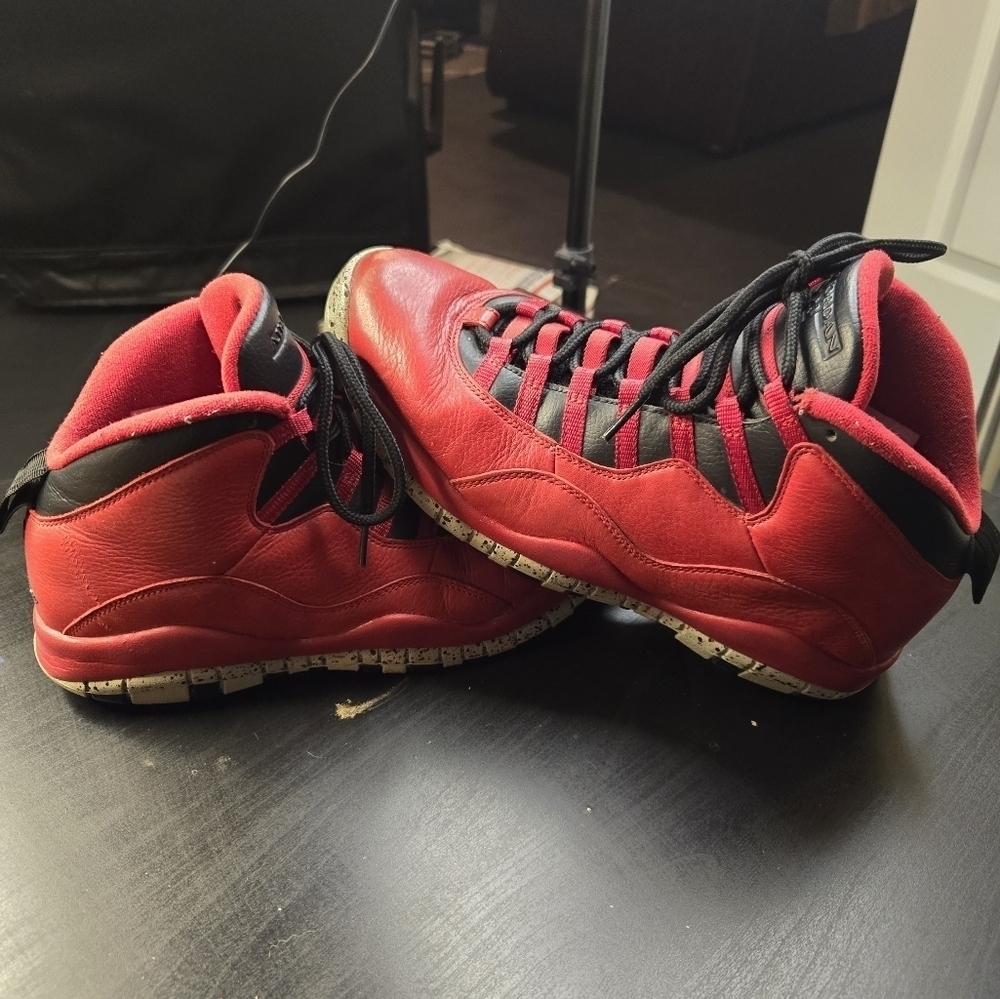 2014 Nike Air Jordan Retro 10 Bulls Over Broadway Bred Red Black Basketball Shoe